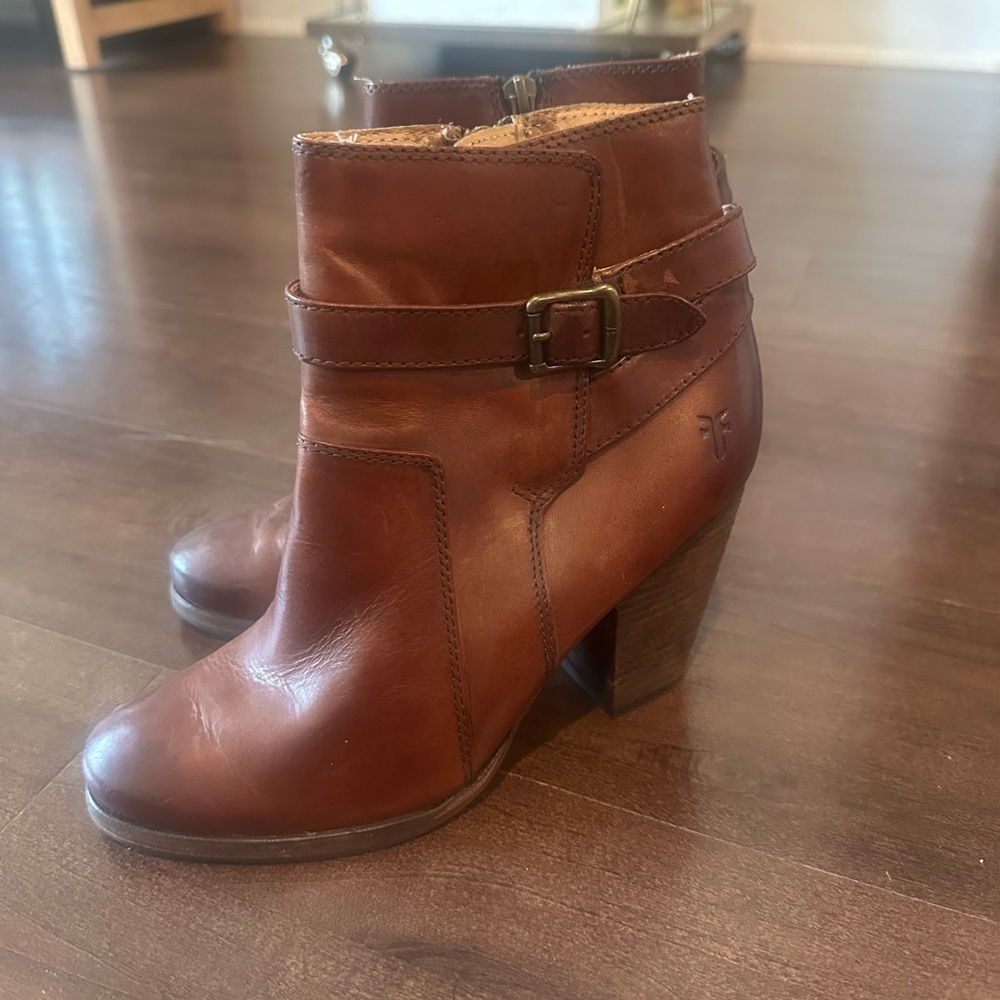 Frye Chestnut Leather Ankle Booties